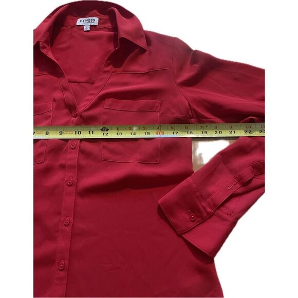 Express Red Button Up Blouse Women’s Size S - Picture 2 of 3